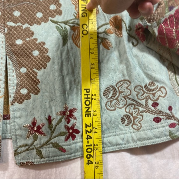 Coldwater Creek Open quilted cardigan light jacket Large tapestry green floral - Picture 3 of 8